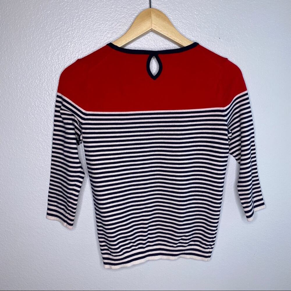 Talbots Red Block Sweater Navy Stripes Small - Picture 7 of 10
